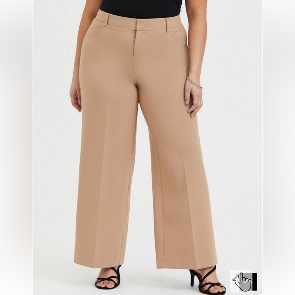 Torrid Beige Structured Wide Leg Pant New Trouser Pockets Size 16